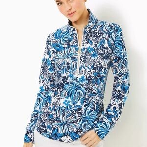 Lilly Pulitzer UPS 50+ Skipper popover low tide navy pandarama large NWT